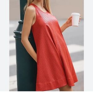 Anthropologie Maeve Red Faux Leather Mini Dress